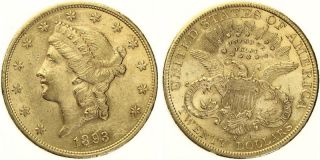 B629 USA 20 Dollar 1893 S Liberty GOLD