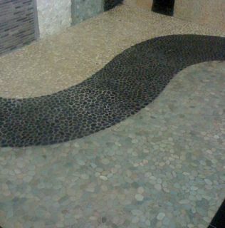 Netz 30x30cm Mosaik schwarz Kiesel Mosaik Fliesen Pebbles Platten