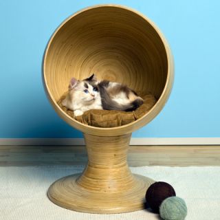 The Refined Feline Kitty Ball Bed Bamboo   Cat   Boutique