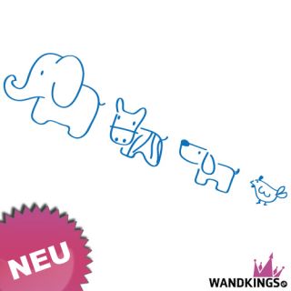 Wandkings Tierreihe Wandtattoo Elefant Huhn Hund Zebra Kinderzimmer
