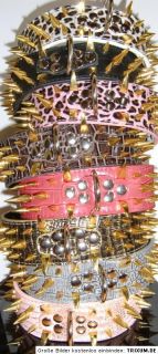 TOP Lederhalsband mit goldfarbigen Stachelnieten HU 49 57 cm