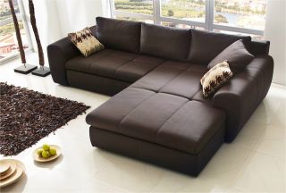 Sofa Luidor 290x195 cm Braun Designer Couch mit Schlaffunktion