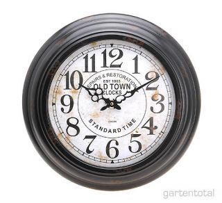 Grosse Wanduhr Old Town Clocks Metall Antik braun 43cm