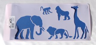 Wand+Malschablone Dschungeltiere Elefant, Giraffe, Löwe, Afrika