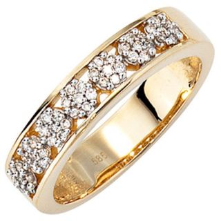 Ring Damenring mit 49 Diamanten Brillanten, 585 Gold Gelbgold