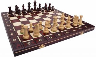 Edles Schachspiel aus Holz 49 x 49 cm KH 90 mm Handarbeit