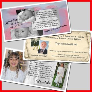 50 Karten Hochzeit Geburtstag Taufe Kommunion Einladung