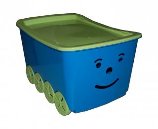 Doppelpack Spielzeugkiste Smiley blau Spielzeugbox Rollenbox stapelbar