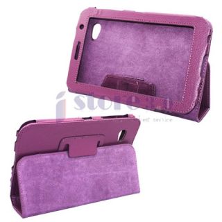 Purple Folio Leather Case Cover for Samsung Galaxy Tab 7.0 Plus P6200
