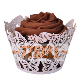 12 x lila Schmetterling Lace Design Kuchen cupcake Wrapper Verpackung