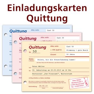 Quittung – originelle, witzige Einladungskarten Einladung Geburtstag