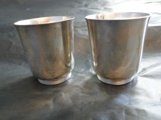 FRENCH JEAN PUIFORCAT 950 STERLING SILVER PAIR SMALL BEAKERS MADE