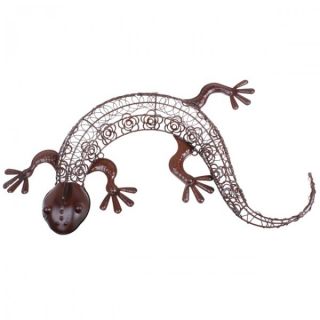 Grosser Gecko Wanddeko aussen 78cm braun Gartendeko Wanddekoration