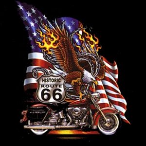 00916 American Route 66 Motorrad Biker Motiv T Shirt