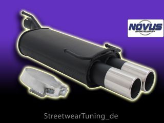 Novus Endschalldämpfer 2x76mm M Design Stahl für Opel Astra F +ABE