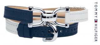 Damen Armband Leder blau weiß Edestahl 2700217 neu UVP 79€