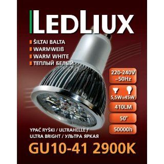 Ledliux LED GU10 41 Ultrahelle 5,5 W WarmWeiß Beleuchtung