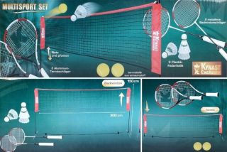 Outdoor Sportset EASY Badminton und Tennis mit Netz und Schlägern