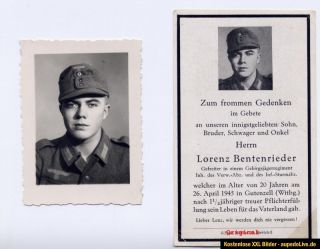 Sterbebild Soldat Gebirgs  Jäger Reg. 2 WK mit original Foto 1945