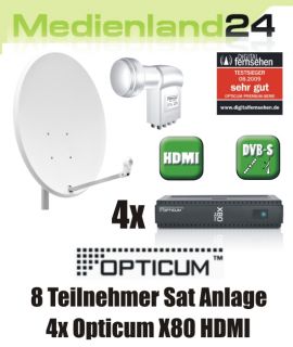 Teilnehmer Sat Anlage digital 4x Opticum X80 HDMI Octo LNB 80cm