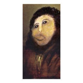 Funny Botched ecce homo painting meme Customized Photo Card