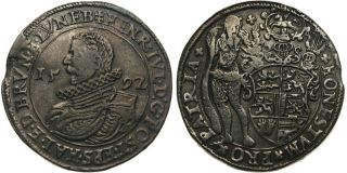 B451 BRAUNSCHWEIG WOLFENBÜTTEL 1 Taler 1592 Heinrich Julius, 1589
