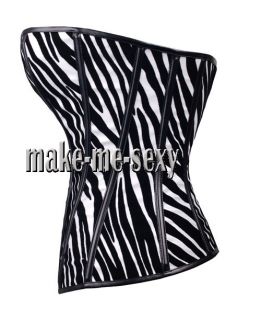 White & Black CORSET Faux Leather Bustier Goth Zebra XL A113_white