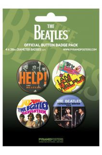 The Beatles Buttons button badges Anstecker 4er Set *rare*NEU*