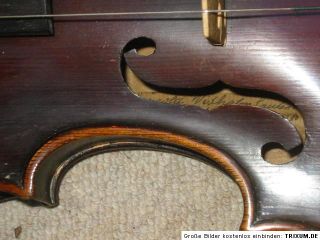 schöne alte Geige Widhalm Nürnberg geschnitzter Kopf old violin w