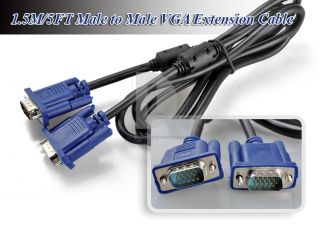 5M 5ft DB15 SVGA VGA Male to Male Extension Cable PC or laptop To