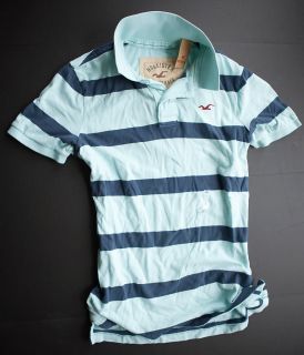 Hollister% by %Abercrombie%Fitch% blue stripe Polo Shirt hemd rugby T
