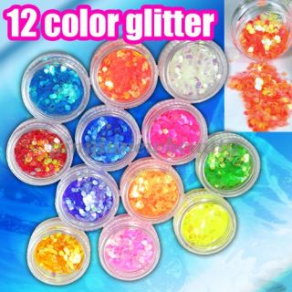 12x 3g Glitter Puder Glitterpuder in Dose Nail Art Flitter Glänzend