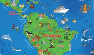Kinder Weltkarte XL 135 x 95cm über 400 Illustrationen der Welt