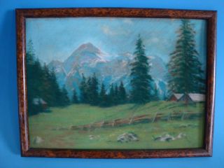 0610A1 061 Gemälde Pastell Allgäu Landschaft um 1920