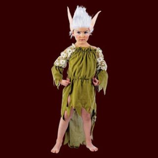 Fasching Waldelfe Kinder Kostüm Set Kleid grün, Elfenohren