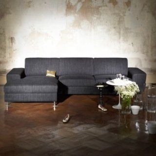 Gent Sofa 2 Sitzer mit Longchair links schwarz Küche