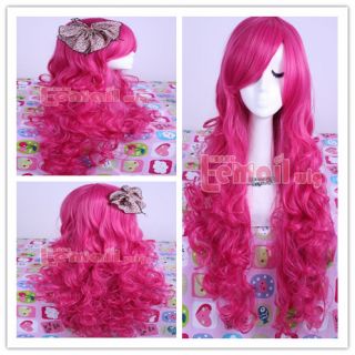 70cm My Little Pony Pinkie Pie long magenta wavy cos Cosplay hair+ wig