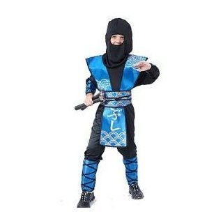 Ninja Samurai blau/schwarz Faschingskostüme für Kinder 130 