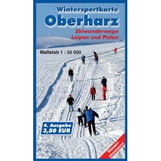 Wintersportkarte Oberharz Skiwanderwege Loipen und Pisten. Maßstab 1