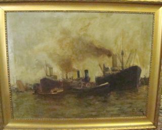 Rudolf Anton GUBA (1884 1950) Hamburger Hafenszene,Öl/Leinen (183