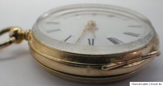 antike Taschenuhr Uhr Cylindre 8 Rubis 14 Karat Gold 585 Schlüssel