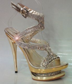 High Heels Abendschuh Glamour Plateaux Glitzer Bling Bling 34 39
