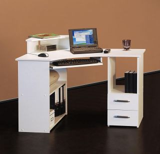 4501 2   Eck Schreibtisch Computertisch 115cm in Weiß