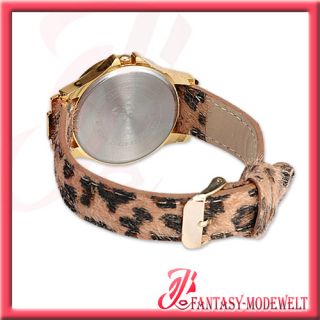 Leopard Damenuhr Braun Armbanduhr Uhr *MIT STRASS* ovp