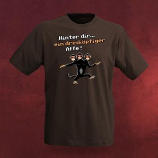 Cooles Monkey Island   Dreiköpfiger Affe Gamer Retro T Shirt, großer