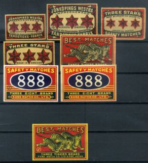 Old Matchbox Labels Theme   THREES   Lot 179