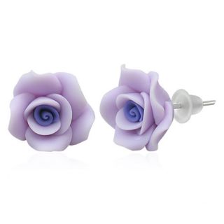 Fimo Polymer Clay Ohrringe Ohrstecker Blüte Blume Rose