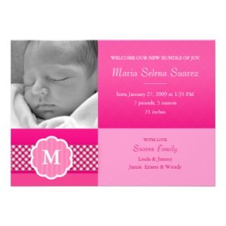 can customize this pink baby girl announcement girl photo announcement