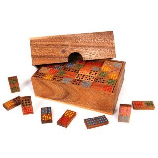 Domino Doppel 15 aus Holz   136 Spielsteine im Holzkasten [Spielzeug