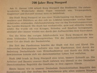 Heimat Heft Burg Stargard b. Neubrandenburg 1959